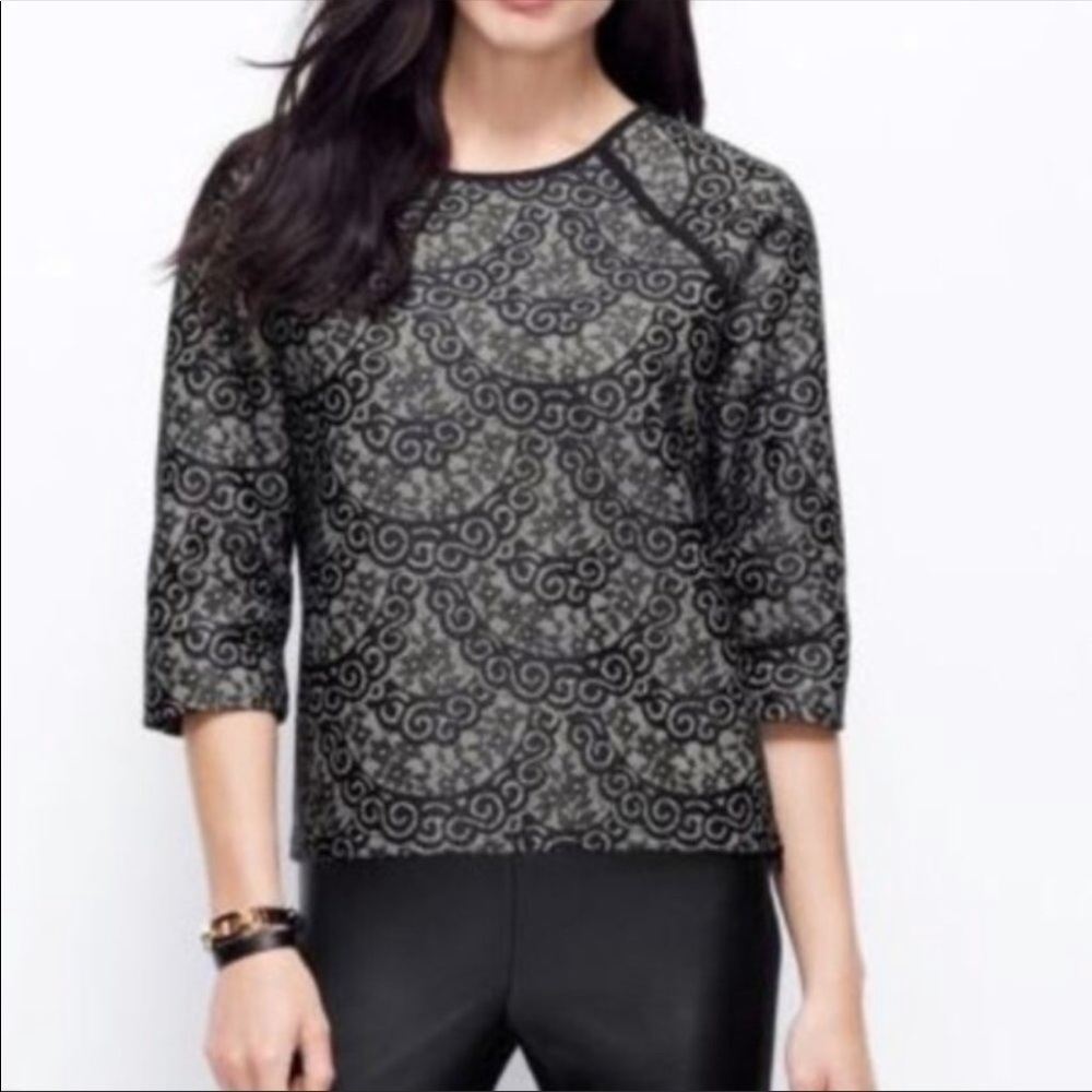 Ann Taylor Lace Overlay Sweater Extra Small Petite